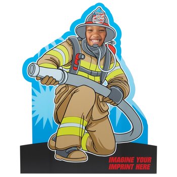 Crouching Firefighter Photo Prop - Personalization Available from Positive Promotions
