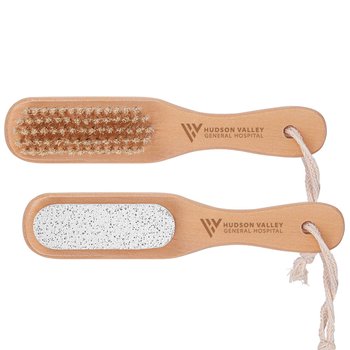 Double-Sided Pumice Stone & Scrub Brush - Laser-Engraved Personalization Available from Positive Promotions