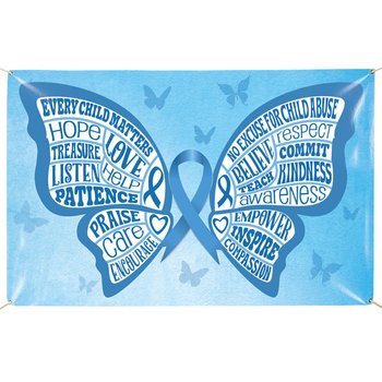 Blue Ribbon Butterfly 5' x 3' Vinyl Banner from Positive Promotions