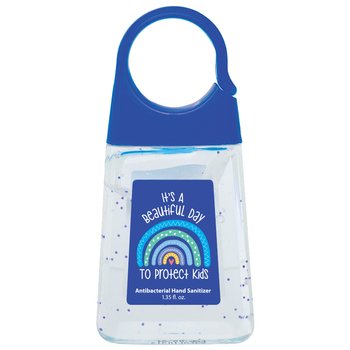 It's a Beautiful Day to Protect Children Hand Sanitizer 1.35-Oz. with Moisture Beads & Carabiner Clip from Positive Promotions