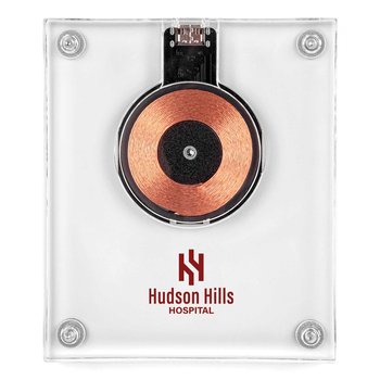 Clear Acrylic Wireless Light-Up Charging Pad - Personalization Available from Positive Promotions