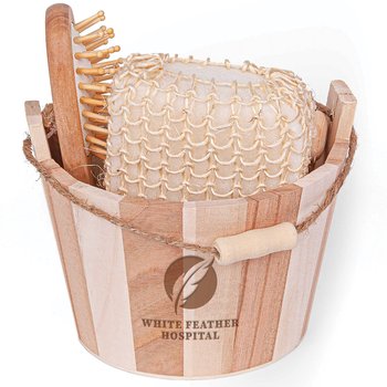 Bamboo Spa Bucket 5-Piece Gift Set - Laser-Engraved Personalization Available from Positive Promotions