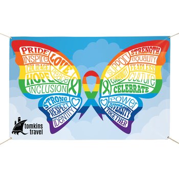 Rainbow Pride Design Banner - One-Color Personalization Available from Positive Promotions