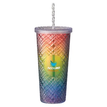 Rainbow Dazzle Tumbler 22 oz. With Straw - Personalization Available from Positive Promotions