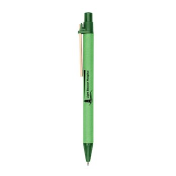 Colored Paper Barrel Pen With Wooden Clip - One-Color Personalization Available from Positive Promotions
