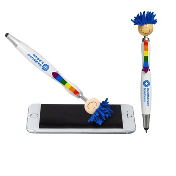 Rainbow Multicultural MopToppers® Screen-Cleaner With Stylus Pen - One-Color Personalization Available from Positive Promotions