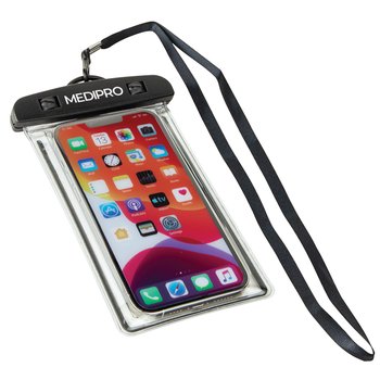 IPX8 Waterproof Phone Pouch With Lanyard - One-Color Personalization Available from Positive Promotions