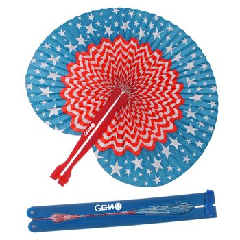 USA Patriotic Folding Fan - One-Color Personalization Available from Positive Promotions