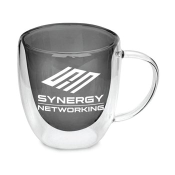 Double-Wall Glass Mug 8.5 oz. - One-Color Personalization Available from Positive Promotions