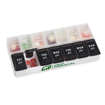 Recycled 7-Day AM/PM Pill Case - One-Color Personalization Available from Positive Promotions