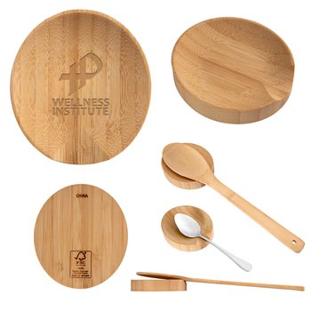 Bamboo Spoon Rest - Laser-Engraved Personalization Available from Positive Promotions