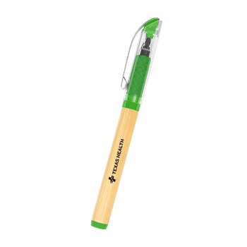 Bamboo Gel Pen With Clear Cap - One-Color Personalization Available from Positive Promotions