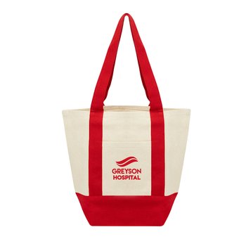 Mini Recycled Cotton Canvas Boater Tote - One-Color Personalization Available from Positive Promotions