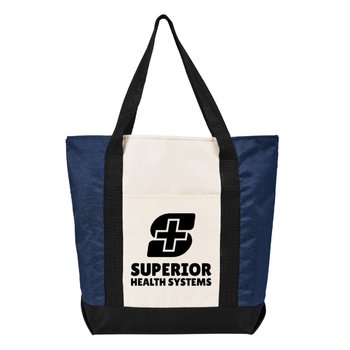 Portside Recycled Tote With Pockets - One-Color Personalization Available from Positive Promotions