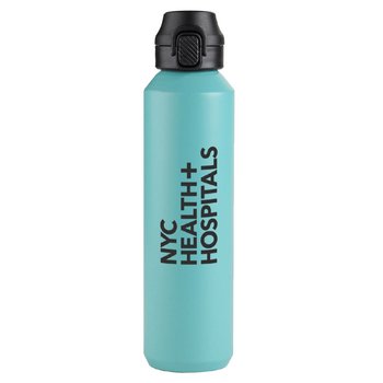 Recycled Aluminum Bottle 27 oz. With Flip-Top Lid & Carabiner - One-Color Personalization Available from Positive Promotions