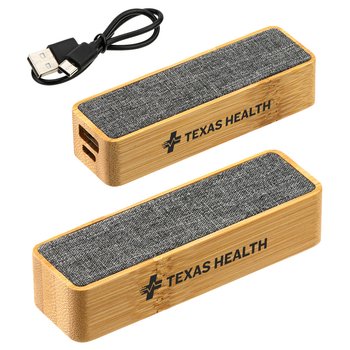 FSC® Bamboo & rPET 2,000-mAh Mini Power Bank - One-Color Personalization Available from Positive Promotions