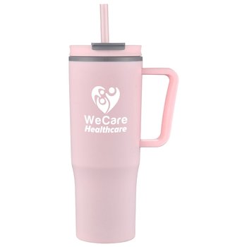Double-Wall Splash-Proof Plastic Tumbler 30 oz. With Straw - One-Color Personalization Available from Positive Promotions
