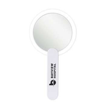 GlowView Light-Up Travel Mirror - One-Color Personalization Available from Positive Promotions
