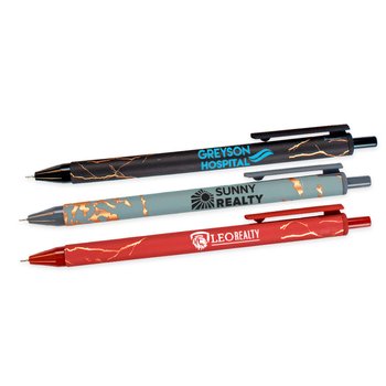 Go for Gold Marble-Accented Soft-Touch Pen - One-Color Personalization Available from Positive Promotions