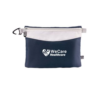 Two-Tone Recycled Large Pouch With Carabiner - One-Color Personalization Available from Positive Promotions