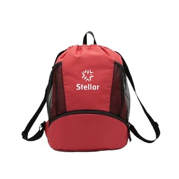 Cinch Drawstring Backpack With Water Bottle Pocket & Shoe Pocket - One-Color Personalization Available from Positive Promotions