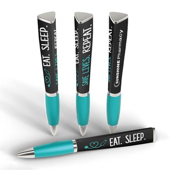 Eat. Sleep. Save Lives. Repeat. 3-Sided Pen - Full-Color Personalization Available from Positive Promotions