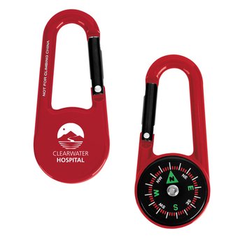 Wanderlust Carabiner Compass - One-Color Personalization Available from Positive Promotions