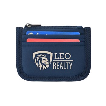 Slim Card Wallet With Zippered Pouch - One-Color Personalization Available from Positive Promotions