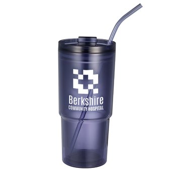 Recycled Acrylic Double-Wall Tumbler 24 oz. With Straw - One-Color Personalization Available from Positive Promotions
