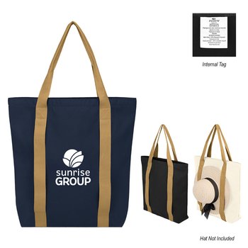 Recycled rPET Tote Bag With Hat Carrying Straps - One-Color Personalization Available from Positive Promotions