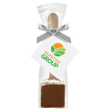 Gift-Wrapped Hot Chocolate on Spoon With Marshmallows - Full-Color Personalization Available from Positive Promotions