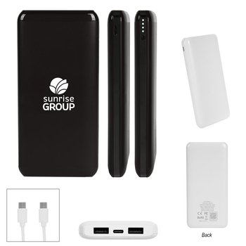 Multi-Port Power Bank Type C 10,000 mAh 20W - One-Color Personalization Available from Positive Promotions