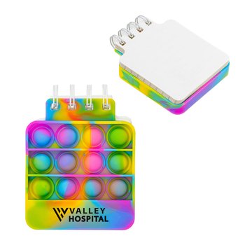 Push Pop Bubble Silicone Sensory Spiral Notebook - Square - Personalization Available from Positive Promotions