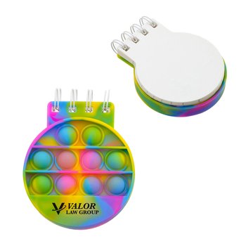 Push Pop Bubble Silicone Sensory Spiral Notebook - Square - Personalization Available from Positive Promotions