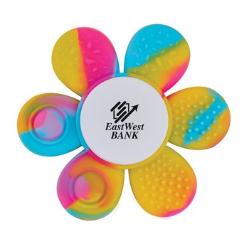 Flower-Shaped Tactile Silicone Sensory Fidget Spinner Toy  - Personalization Available from Positive Promotions