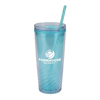 Twist & Swirl Recycled Acrylic Straw & Tumbler 20 oz. - Personalization Available from Positive Promotions
