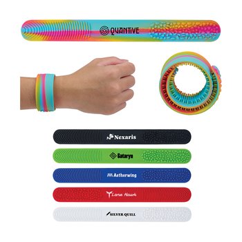 Silicone Sensory Tactile Fidget Slap Wristband - Personalization Available from Positive Promotions