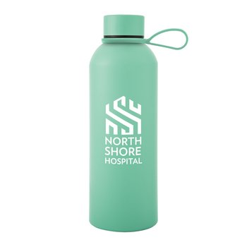 Recycled Soft Touch Aluminum Water Bottle with Silicone Carry Strap 25 oz.- Personalization Avalable from Positive Promotions