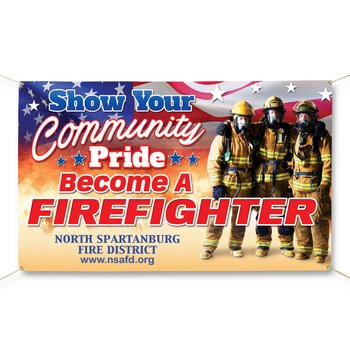 Show Your Community Pride: Become A Firefighter Banner 5' x 3' from Positive Promotions