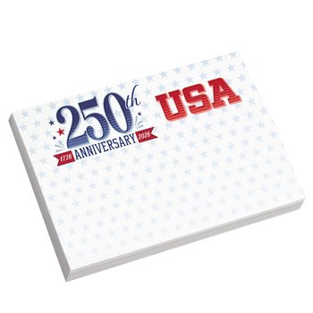 USA 250th Anniversary Souvenir® Rectangle Sticky Note Pad - Full-Color Personalization Available from Positive Promotions