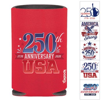 USA 250th Anniversary Collapsible Koozie® Can Kooler - Full-Color Personalization Available from Positive Promotions