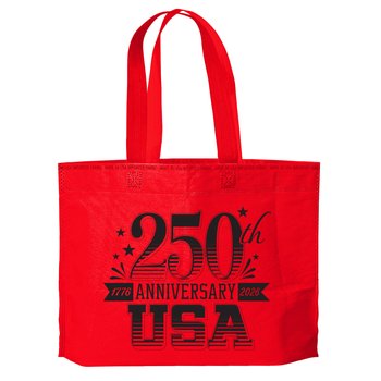 USA 250th Anniversary Non-Woven Reusable Gusset Bag 85-gsm. - One-Color Personalization Available from Positive Promotions