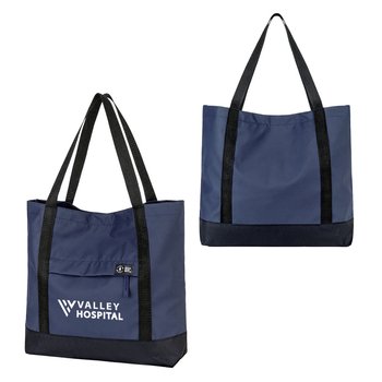 Recycled Nylon Zippered Boater Tote - One-Color Personalization Available from Positive Promotions