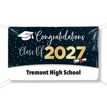 Congratulations Class of 2027 (Stars) Full-Color 5' x 3' Banner - One-Color Personalization Available from Positive Promotions
