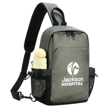 Water-Resistant Lightweight Leatherette Crossbody Bag - Personalization Available from Positive Promotions