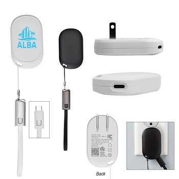 Recycled Portable Folding Wall Charger 30W TYPE-C with Carry Strap - Personalization Available from Positive Promotions
