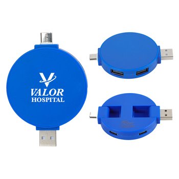 Recycled Quad 4-Port USB-C & USB-A Hub - Personalization Available from Positive Promotions