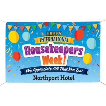 Celebrate Int'l Housekeepers Week Fabric Banner + pers from Positive Promotions