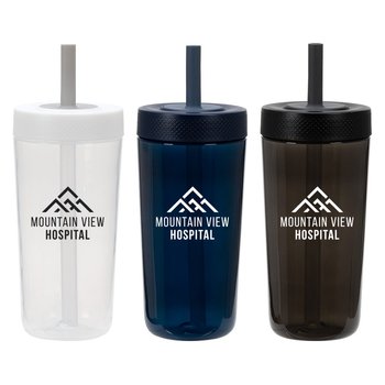 Recycled Tumbler 22 oz. With Built-In Silicone Sipping Nozzle Straw - One-Color Personalization Available from Positive Promotions