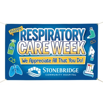 Respiratory Care Week 5' x 3' Fabric Banner - One-Color Personalization Available from Positive Promotions